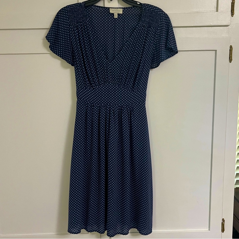 Lucky Brand Women's Blue and light blue polka dot Dress. Size Small.